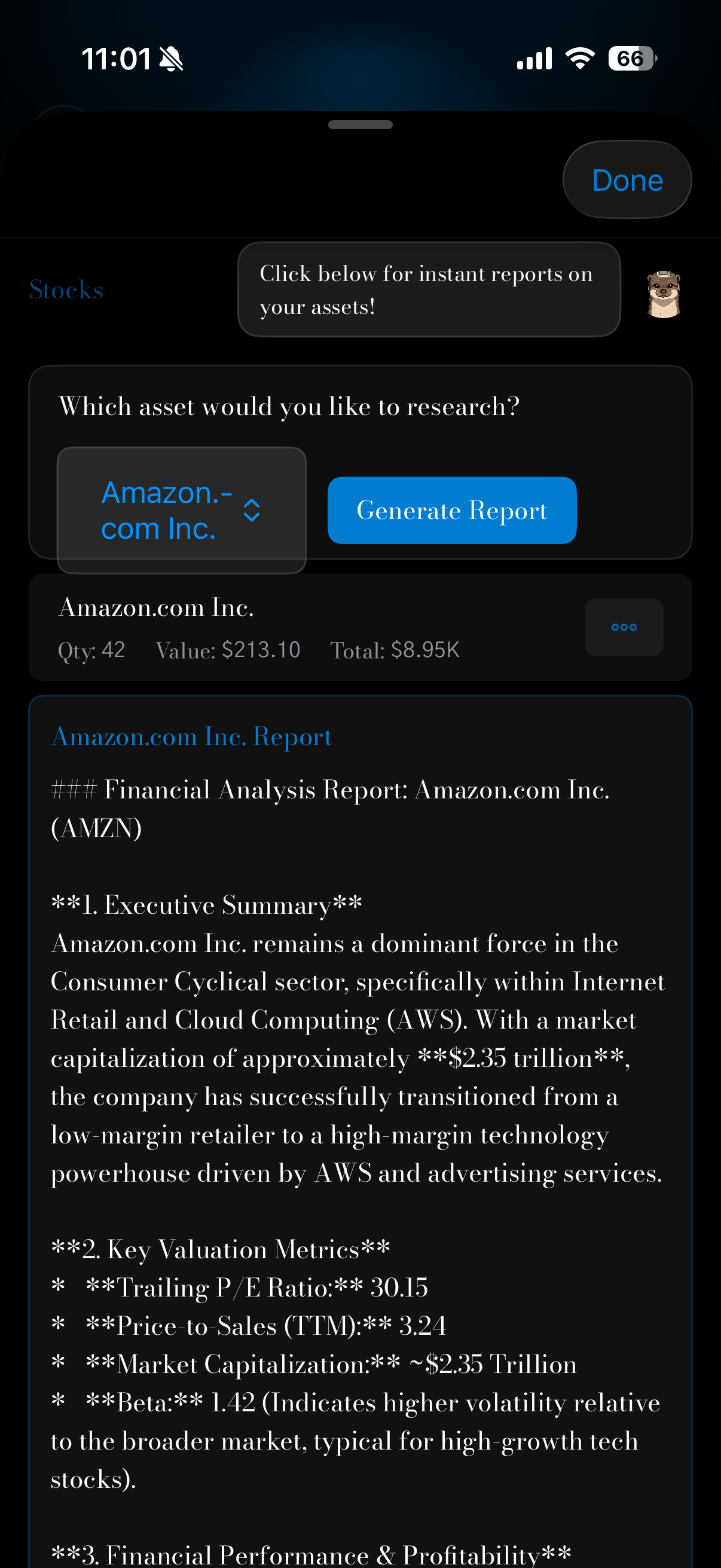 Portfolio tracking dashboard