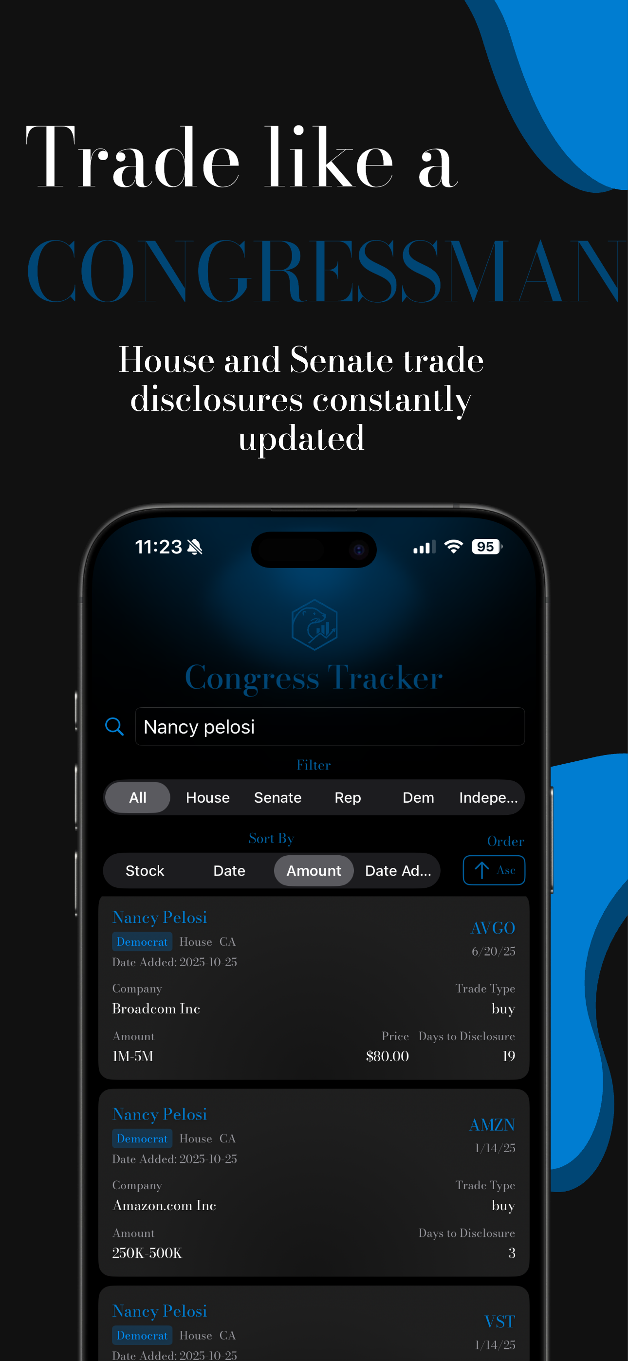 Congress trading tracker dashboard